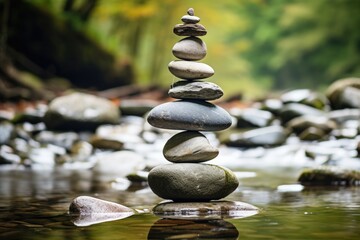 Wall Mural - stacked stones with the smallest at the bottom