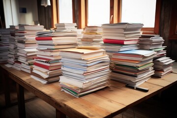 Canvas Print - stacks of completed project files on a desk