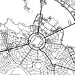 1:1 square aspect ratio vector road map of the city of  Canberra center in  Australia with black roads on a white background.