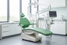 A Dentists Chair In A Dental Clinic