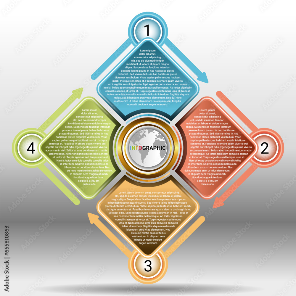infographic template with diagram 4 steps. design template for timeline ...