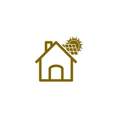 Sticker - House with solar panel icon isolated on transparent background