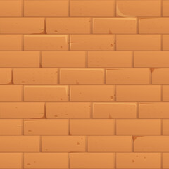 Wall Mural - Stone wall from bricks, rock, game background medieval in cartoon style, seamless textured surface. Ui game asset, road or floor material