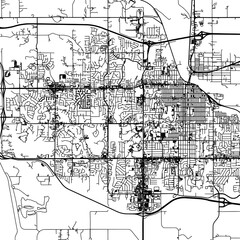 1:1 square aspect ratio vector road map of the city of  Lawrence Kansas in the United States of America with black roads on a white background.