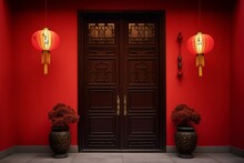 China Red Door Flashlights. Ornament Decoration. Generate Ai