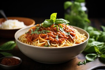 Poster - bowl of spaghetti with homemade marinara sauce