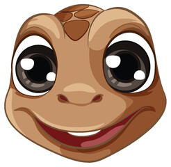 Wall Mural - a vector cartoon illustration of a smiling turtle face isolated on a white background