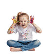 © Photocreo Bednarek - Happy girl, a creative child playing with paint, isolated on transparent white background