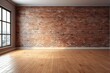 A modern empty room and living area with a brick wall background. Generative AI
