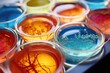 © Alfazet Chronicles - detail of petri dishes with colorful cultures in a lab