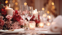 Table Setting. Wedding Banquet Decoration In Hall