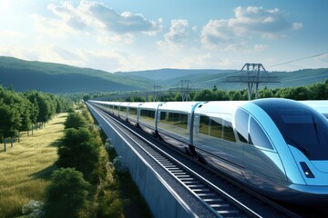 Poster - high-speed maglev trains on a track