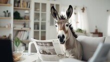 Shocked Donkey Reading A Newspaper