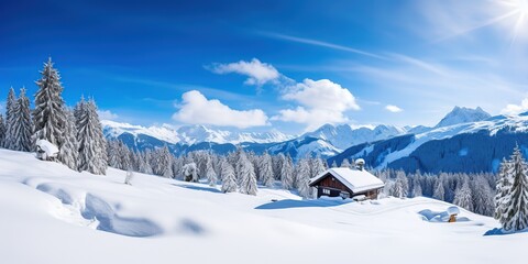 Wall Mural - Fantastic evening winter landscape