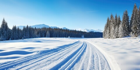 Canvas Print - Snowy winter road