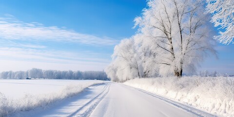 Poster - Snowy winter road