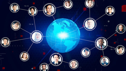 Canvas Print - Multinational people and communication network. Social media. personal information.