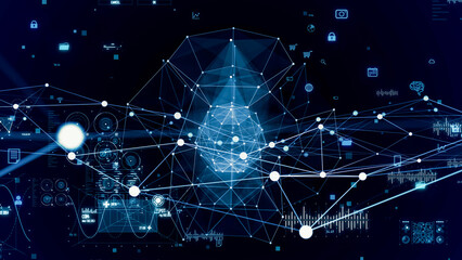 Aufkleber - Communication network concept. Digital transformation.