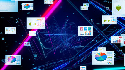 Leinwandbilder - Digital documents and communication network concept.