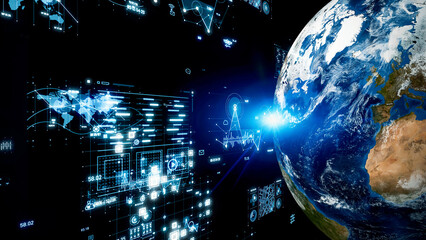 Poster - Global communication network concept. Digital transformation.