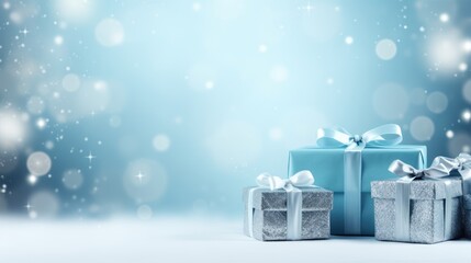 Wall Mural - Festive Christmas New Year background with surprise box. Holiday Christmas gift box