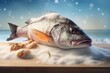 Sea bass cooked. Food restaurant. Generate Ai