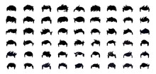 Male Haircuts, Hairstyles Vector Set. Hipster Men Style Big Collection On A Transparent Background