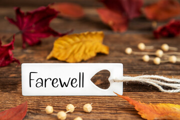 Wall Mural - autumn background, label with farewell