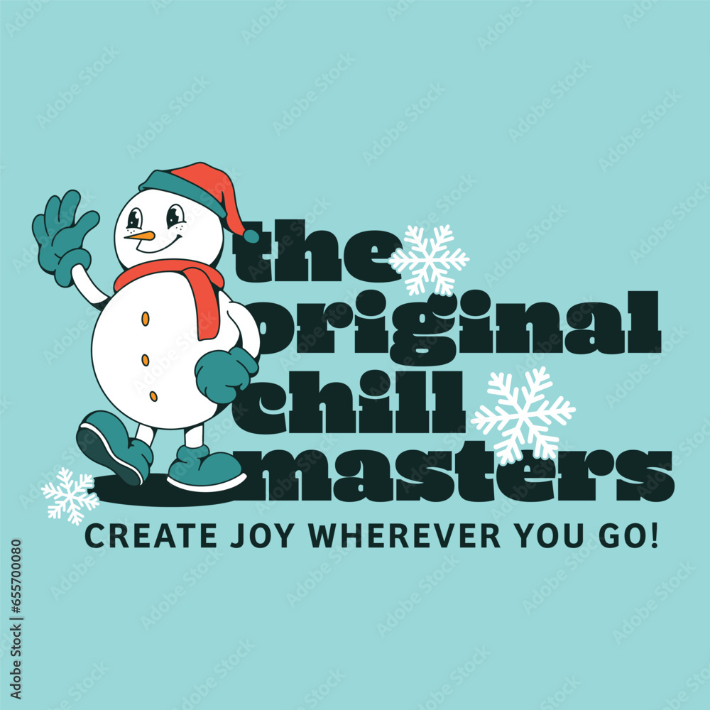 SNOWMAN RETRO MASCOT CARTOON ILLUSTRATION