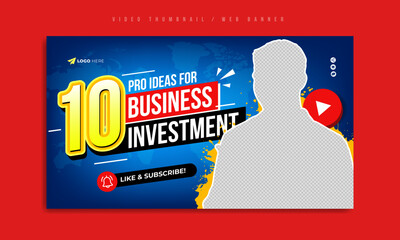Wall Mural - corporate business idea or social media investment marketing video thumbnail or web banner template.
