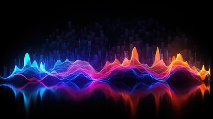 Wall Mural - Neon sound wave, AI generated Image