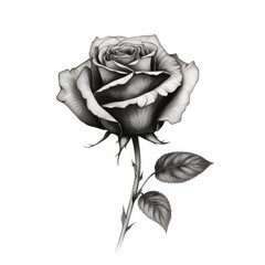 Poster - hand drawn roses, black and white, ai generated image