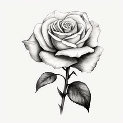 Wall Mural - Hand drawn roses, black and white, AI generated Image