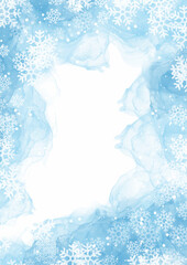 Wall Mural - Hand painted Christmas watercolour background with snowflakes design