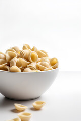 Wall Mural - Orecchiette pasta in a bowl isolated on white background as package design element.