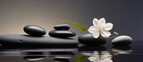 Tranquil spa pebble aquatic imagery in a minimalistic approach, artistic arrangement and ambiance, background with copy space