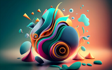 3D render abstract background futuristic wallpaper design digital assets gradient bright colors ai generative