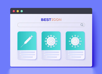 Sticker - Set Virus, Syringe and Virus icon. Vector