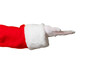 Santa Claus hand presenting your christmas text or product over transparent background