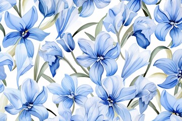  blue liles pattern, watercolor