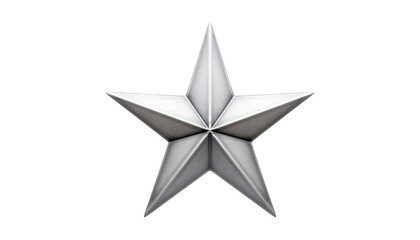 silver star isolated on transparent background cutout