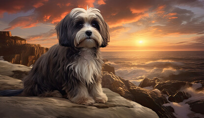 Wall Mural - Havanese Haven: A Colorful Sunset by the Seashore