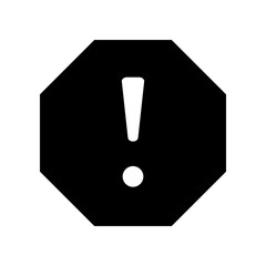 Wall Mural - exclamation mark in octagonal shape for hazard warning symbol. Beware secure caution in traffic road. Warning pop up Attention, warning icon. Vector illustration filled outline style