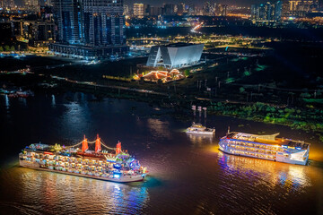 Traveling by boat on the Saigon River in Ho Chi Minh City