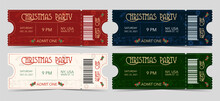 Set Of Christmas Colorful Party Ticket For Admit One