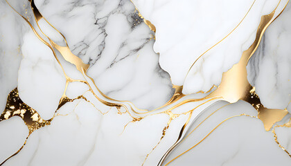 Wall Mural - white marble with gold metallic luxury background. generative ai.