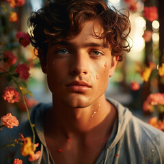 Wall Mural - portrait of a latino model in front of editorial background