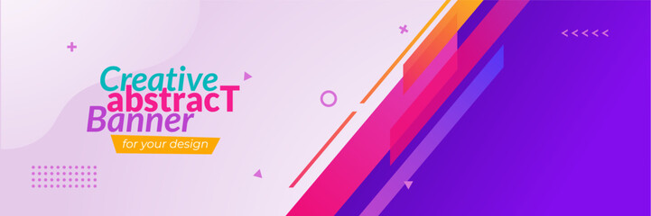 Wall Mural - Vector abstract banner design web template. Color gradient background, geometric halftone pattern, vector abstract trendy graphic design.