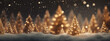 Christmas trees background with copy space. AI