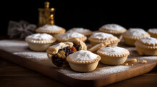 Fresh Mince Pies Sprinkled With Icing Sugar